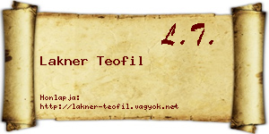 Lakner Teofil névjegykártya